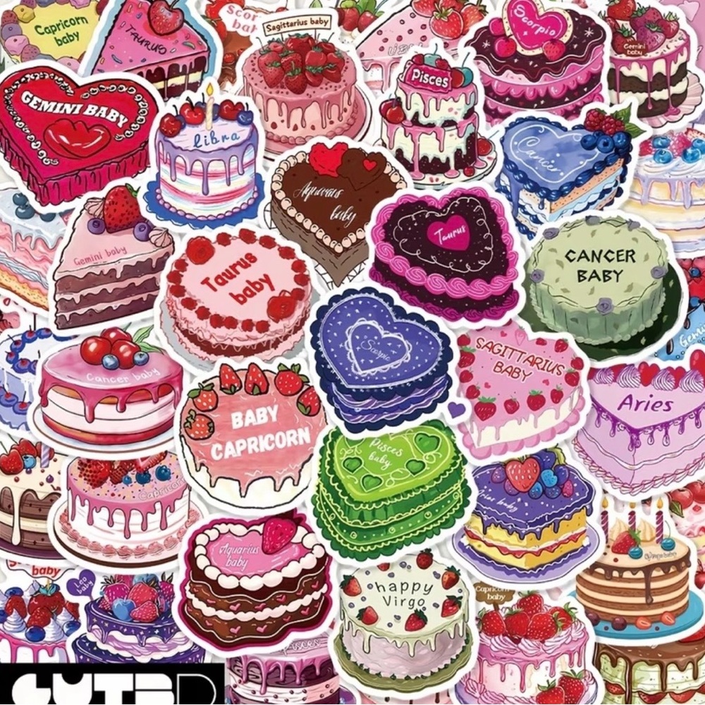50 Zodiac Cake Stickers Frosted Slices Decorated Strawberries Chocolate Fun